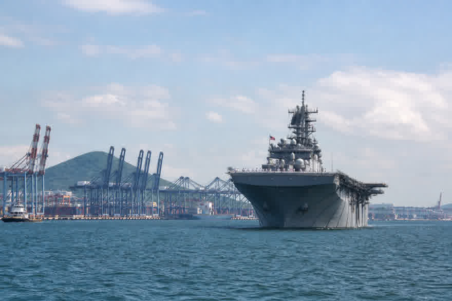 USS Abraham Lincoln approach to Laem Chabang commercial port